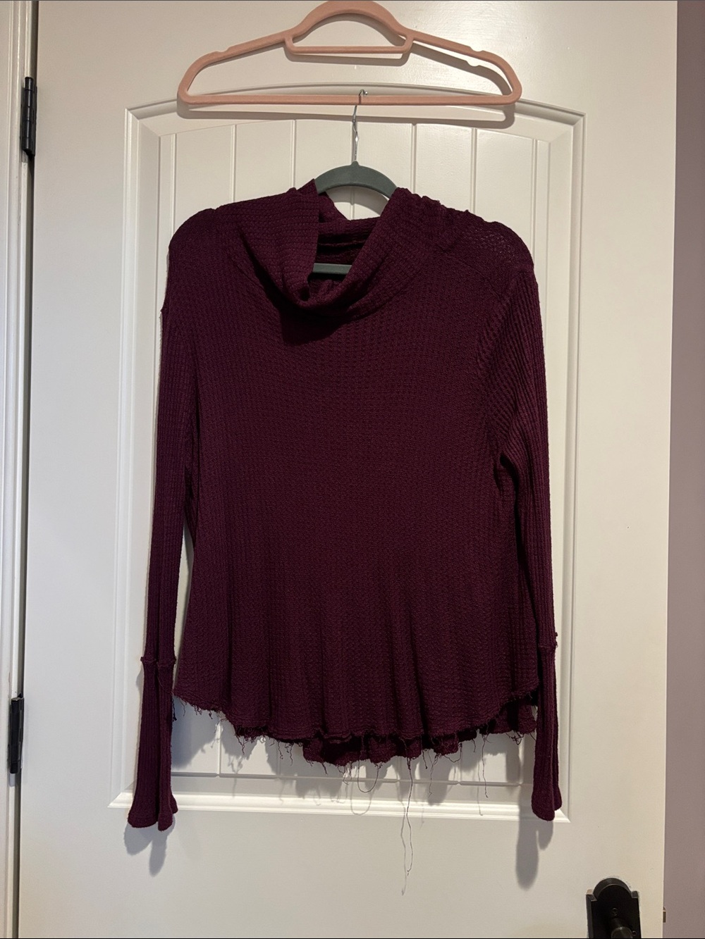 Women's Wine Cowl Neck Thermal Sweater